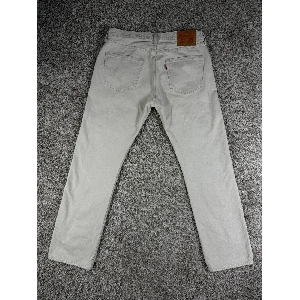 Levi's 501 Distressed Patchwork Denim Light Gray Jeans Men's Size 34x32